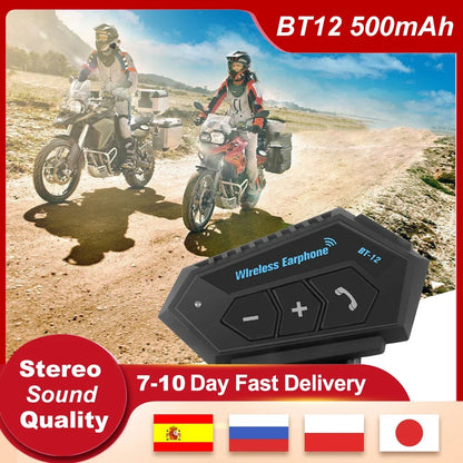 BT12 Motorcycle Helmet Headset